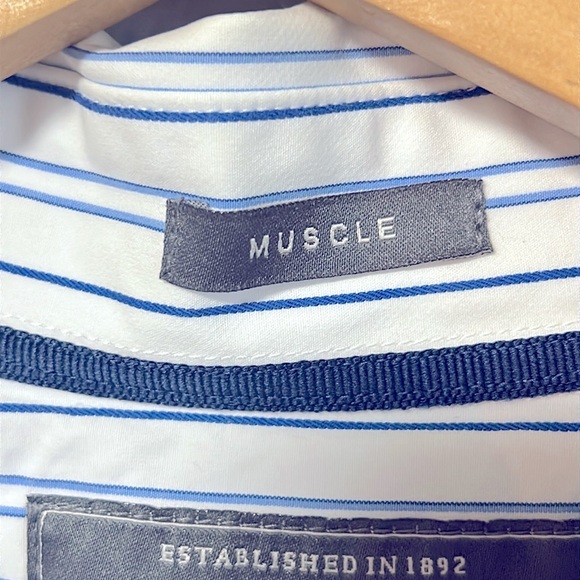 Abercrombie & Fitch long Sleeve Striped Muscle Fit Button Up Men’s Size Medium - Picture 4 of 8